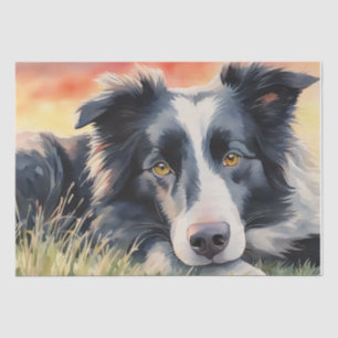 Twilight Harmony: Border Collie Decoupage Tissue Paper