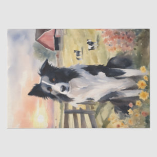 Twilight Harmony: Border Collie Decoupage Tissue Paper