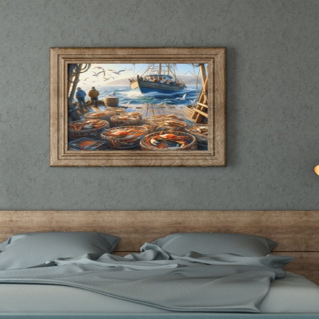 Twilight Harvest Fishermen Collecting Crabs  20x16 Poster (Creator Uploaded)