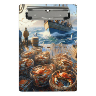 Twilight Harvest Fishermen Collecting Crabs Mini Clipboard