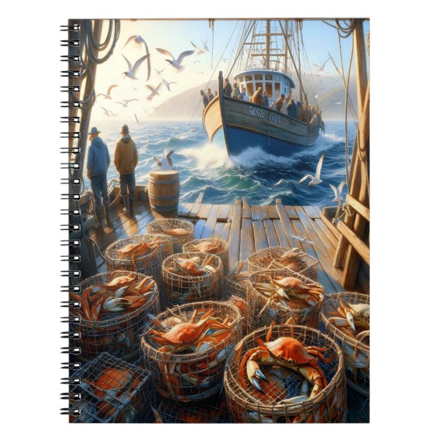 Twilight Harvest Fishermen Collecting Crabs Notebook (Front)