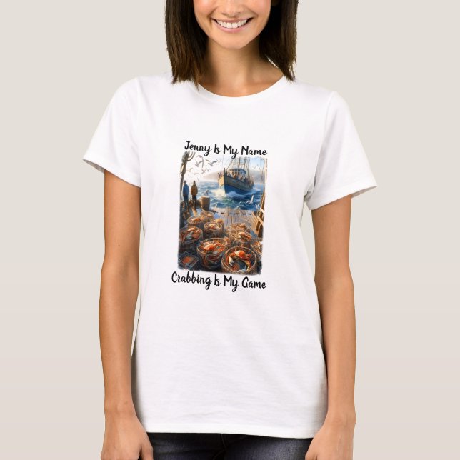 Twilight Harvest Fishermen Collecting Crabs T-Shirt (Front)