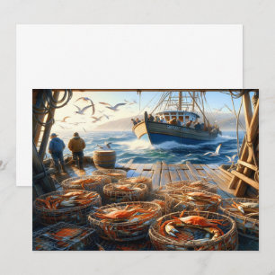 Twilight Harvest Fishermen Collecting Crabs Thank You Card