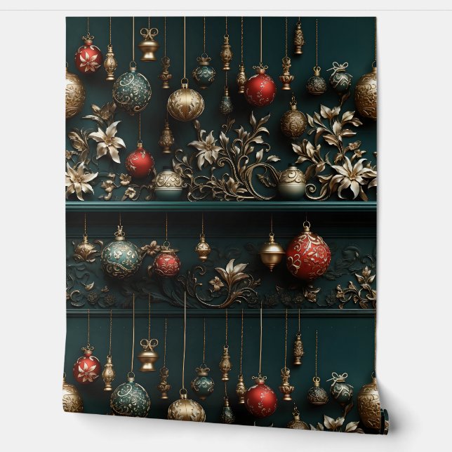 Twilight Holiday Enchantment Botanical Wallpaper (Unrolling)