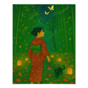 Twilight in the Bamboo Forest – Kimono Girl Photo Print