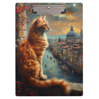 Twilight in Venice | Ginger Cat on a Canal Clipboard
