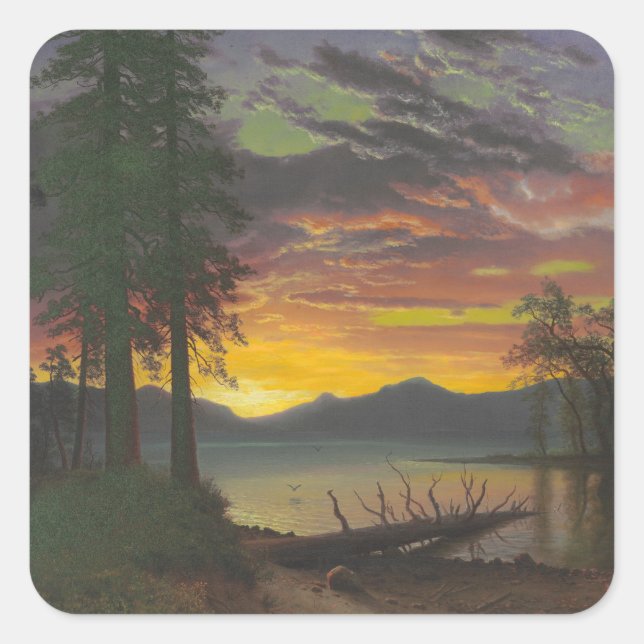 Twilight, Lake Tahoe, c.1870s (oil on canvas) Square Sticker (Front)