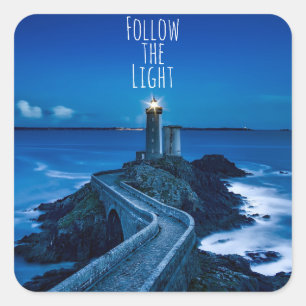 Twilight Lighthouse Follow the Light Square Sticker
