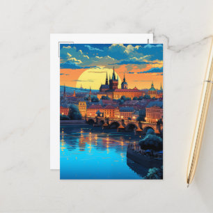 Twilight Magic over Prague Holiday Postcard