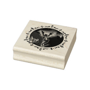 Twilight Magical Crystal Elegant Amethyst Dragon Rubber Stamp