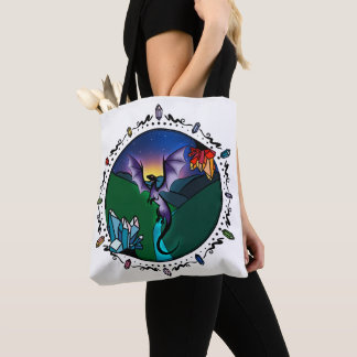 Twilight Magical Crystal Elegant Amethyst Dragon Tote Bag