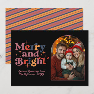 Twilight Mistletoe Retro Christmas Family Photo Holiday Card