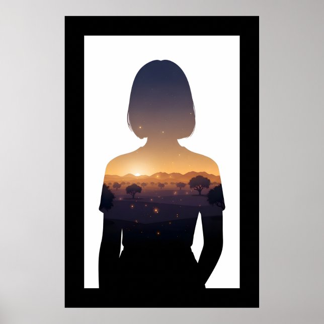 Twilight Morocco Digital Double Exposure Poster (Front)