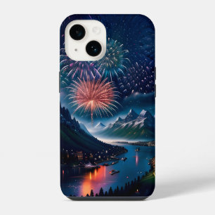 Twilight Mountain with Fireworks iPhone 14 Case