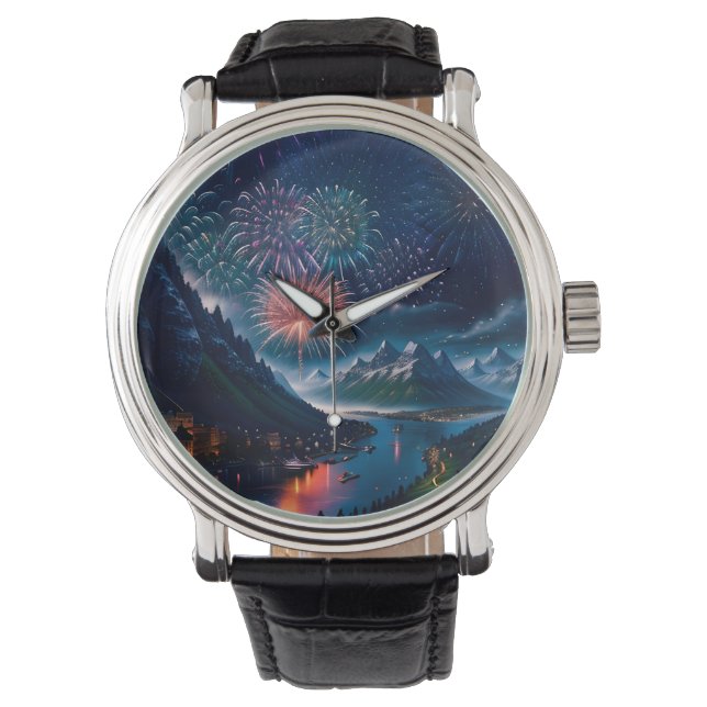 Twilight Mountain with Fireworks Watch (Front)