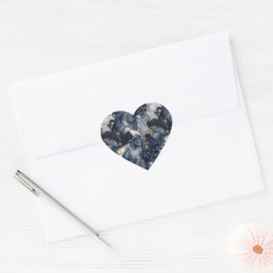 Twilight Navy Blue and Grey with Antique Gold Heart Sticker