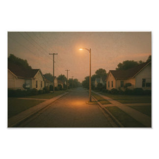 Twilight Neighbourhood with Streetlight – Dreamcor Photo Print