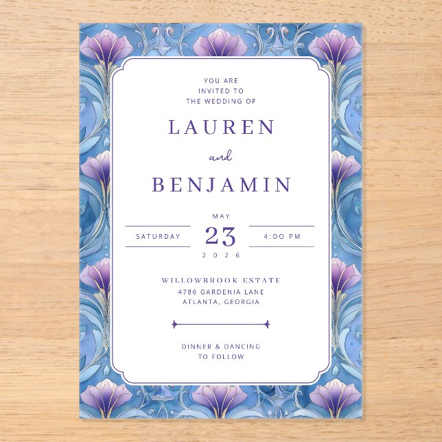 Twilight Nouveau Wedding Acrylic Invitations (Front)