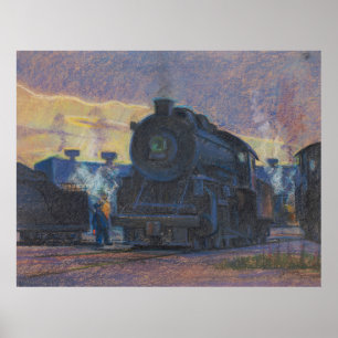 Twilight of Steam – Kulhanek Train Art (1952) Poster