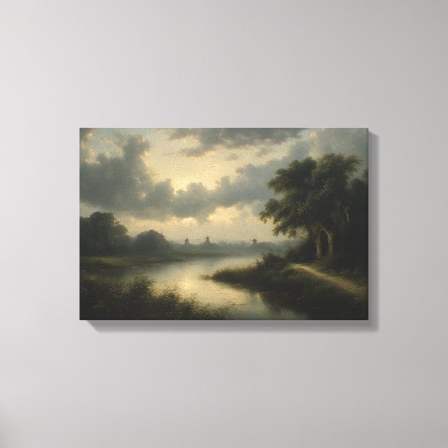 Twilight on the Dutch Canal Canvas Print (Front)