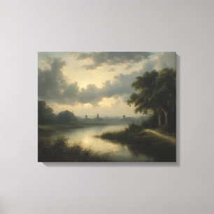 Twilight on the Dutch Canal  Canvas Print
