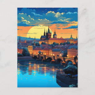 Twilight Over Týn Church Holiday Postcard