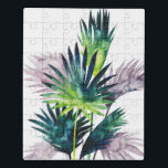 Twilight Palms- Palm Fronds Jigsaw Puzzle<br><div class="desc">"Twilight Palms III" by Grace Popp. Features tropical greenery in a watercolor style.</div>