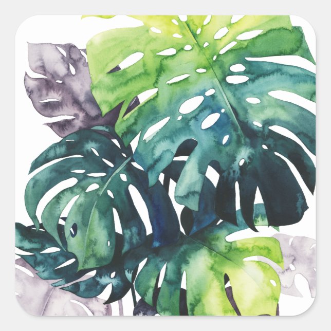 Twilight Palms - Split Leaf Square Sticker (Front)