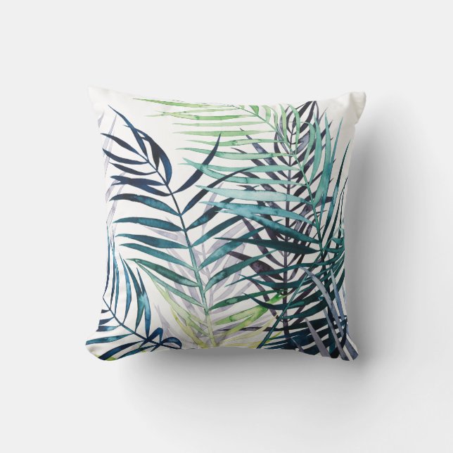 Twilight Palms - Tropical Leaves Cushion (Front)
