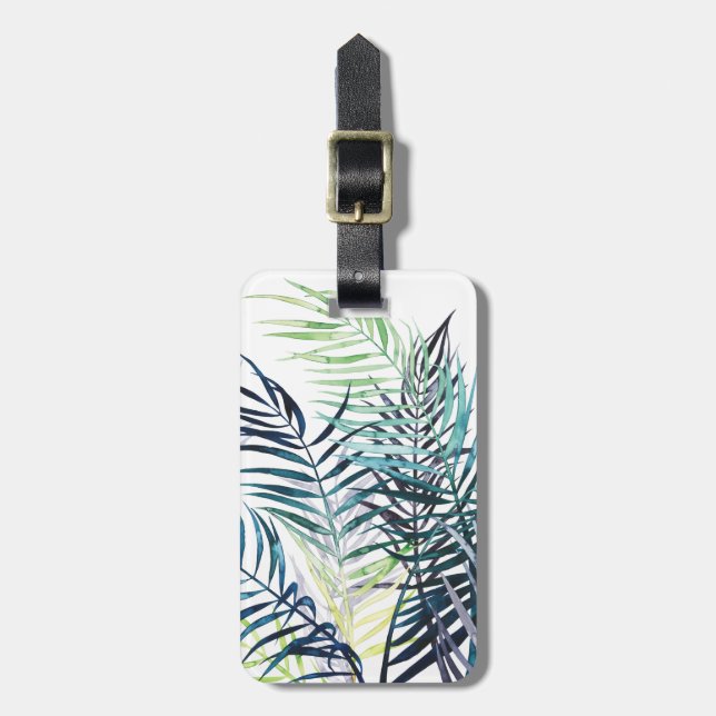 Twilight Palms - Tropical Leaves Luggage Tag (Front Vertical)