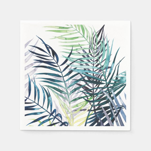 Twilight Palms - Tropical Leaves Napkin (Front)