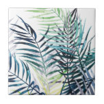 Twilight Palms - Tropical Leaves Tile<br><div class="desc">"Twilight Palms I" by Grace Popp. Features tropical greenery in a watercolor style.</div>