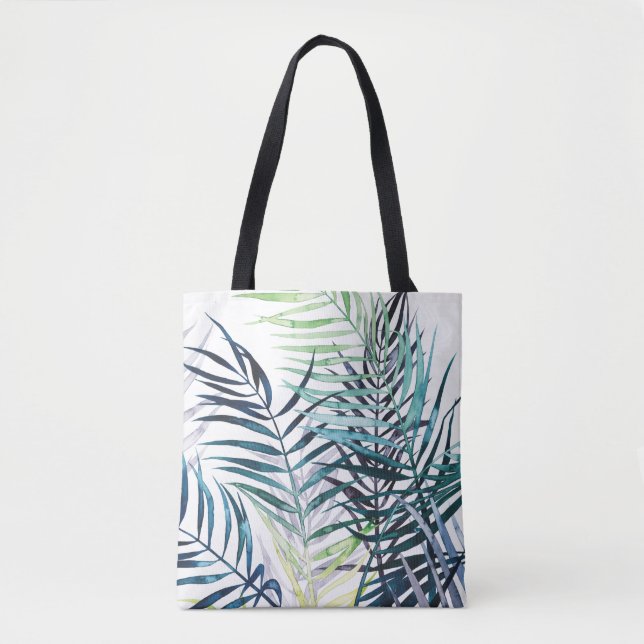 Twilight Palms - Tropical Leaves Tote Bag (Front)