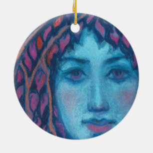 “Twilight”, pastel painting, fantasy art, dryade Ceramic Tree Decoration