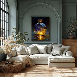 Twilight Petals – Glowing Violet Essence in Bottle Canvas Print