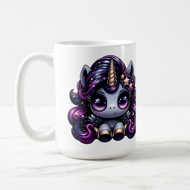 Twilight pony black unicorn glitter coffee mug (Left)
