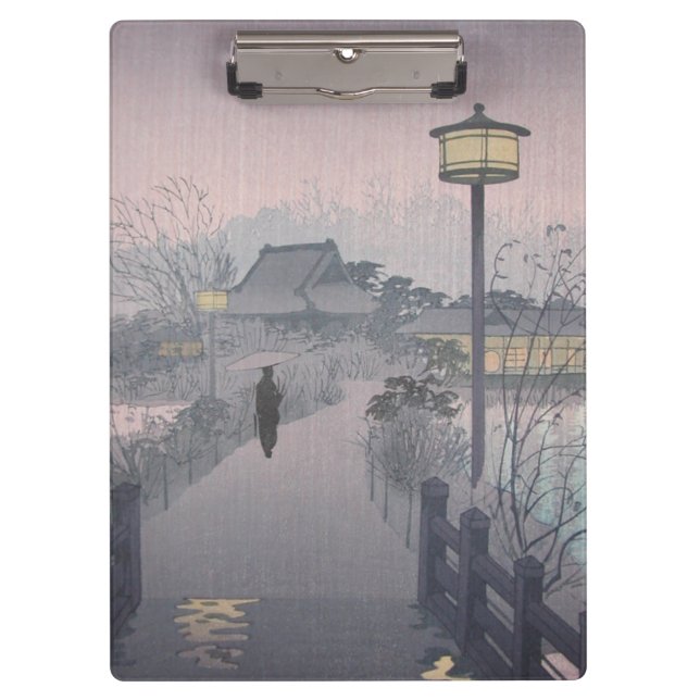 Twilight Rain on Path to Shinobazu in Japan Clipboard (Front)