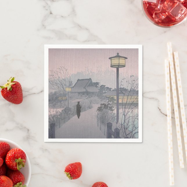 Twilight Rain on Path to Shinobazu in Japan Napkin (Insitu)