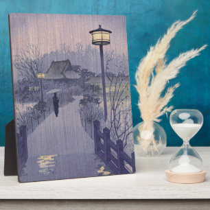 Twilight Rain on Path to Shinobazu in Japan Plaque