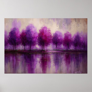 Twilight Reflections - Purple Forest Dream Poster