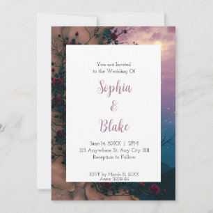 Twilight Rose Moon Wedding Invitation
