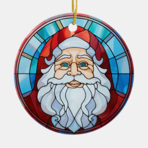 Twilight Santa Portrait Stained Glass Ornament