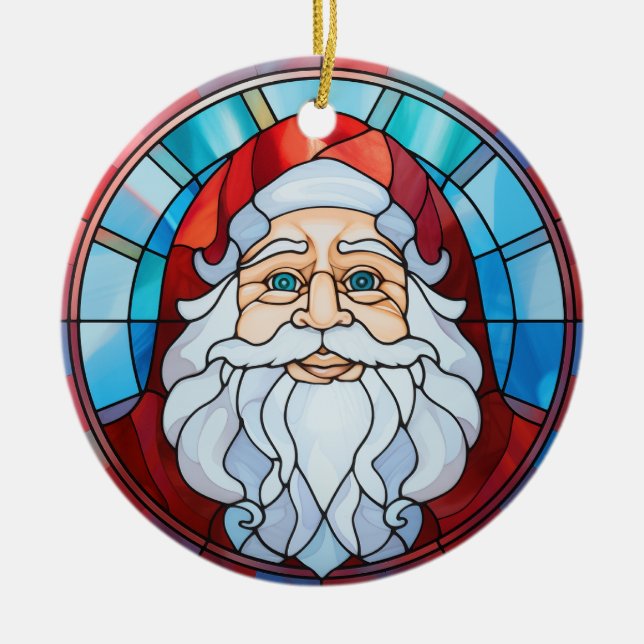 Twilight Santa Portrait Stained Glass Ornament (Front)