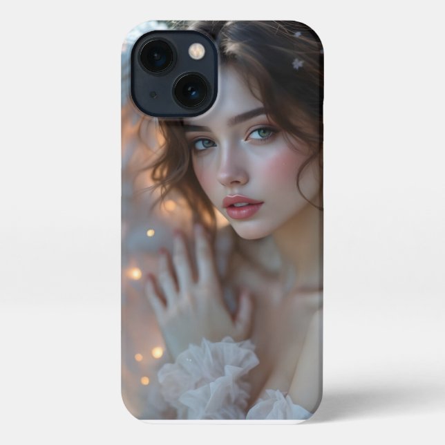 Twilight Seraph – Glowing Angel of Evening Light iPhone Case (Back)