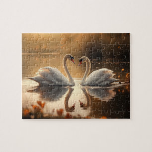 Twilight Serenity - Swans in Love Jigsaw Puzzle