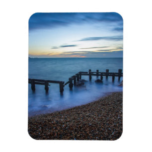 Twilight Sky Over Shoreline and Breakwaters Magnet