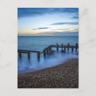 Twilight Sky Over Shoreline and Breakwaters Postcard