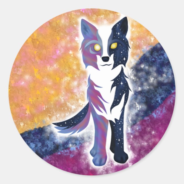 Twilight Sky Wolf Classic Round Sticker (Front)