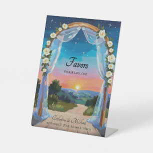 Twilight Sunset Summer Wedding Arch Favors Sign