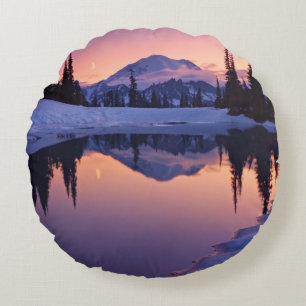 Twilight, Tarn and Crescent Moon Round Cushion